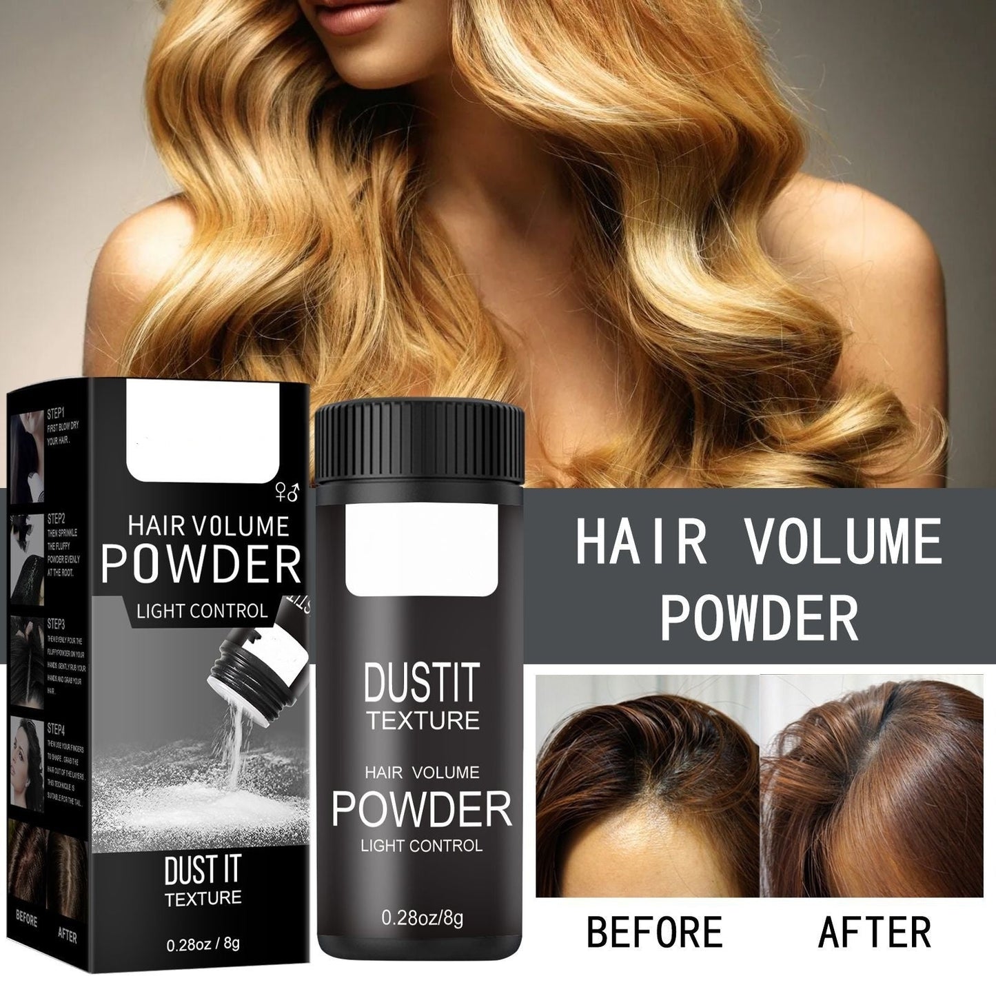 fluffix Hairstyle Booster-Dry Matte Styling & Long-Lasting Hold Powder for Men & Women