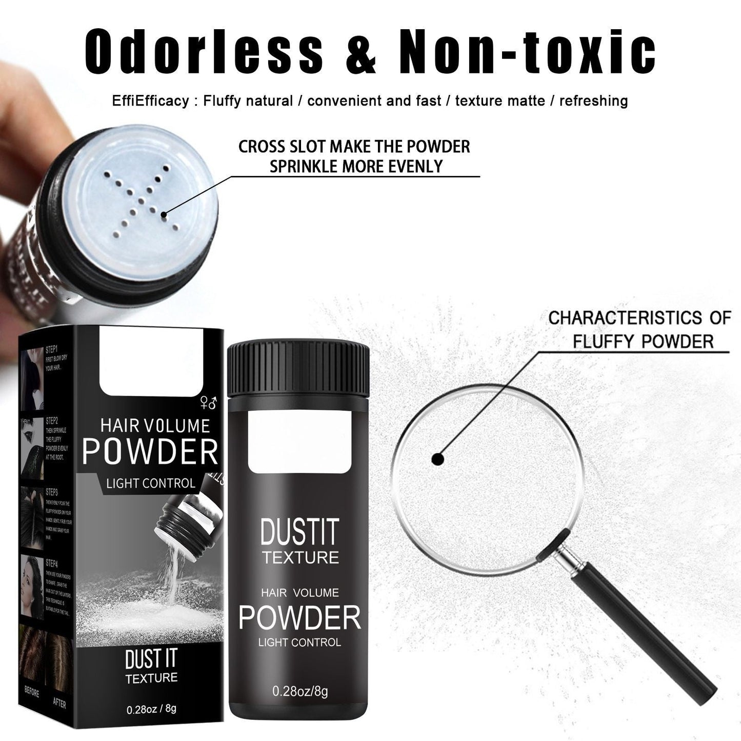 fluffix Hairstyle Booster-Dry Matte Styling & Long-Lasting Hold Powder for Men & Women