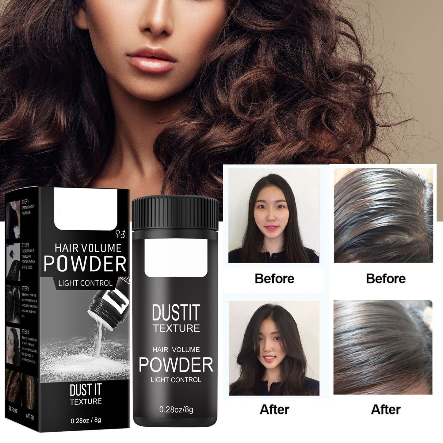 fluffix Hairstyle Booster-Dry Matte Styling & Long-Lasting Hold Powder for Men & Women