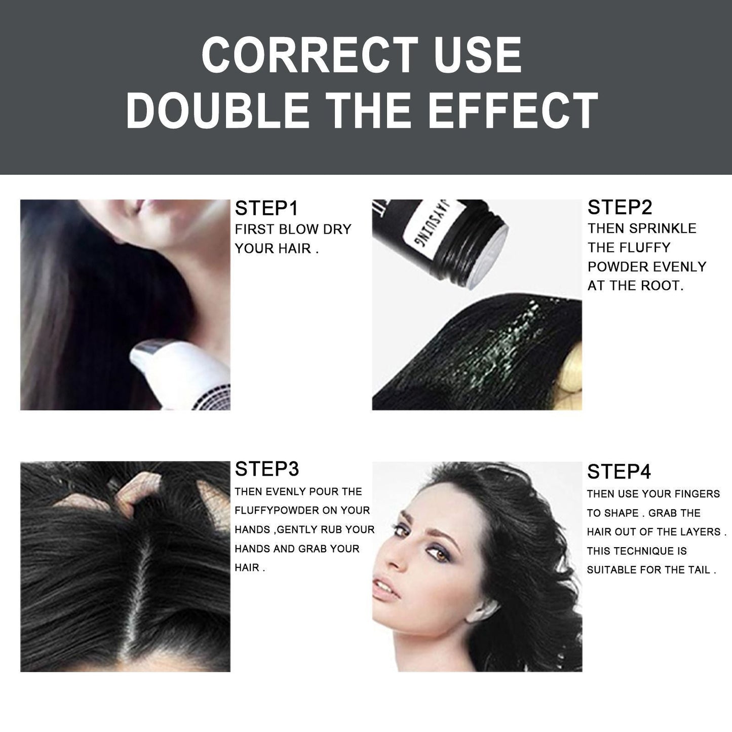 fluffix Hairstyle Booster-Dry Matte Styling & Long-Lasting Hold Powder for Men & Women