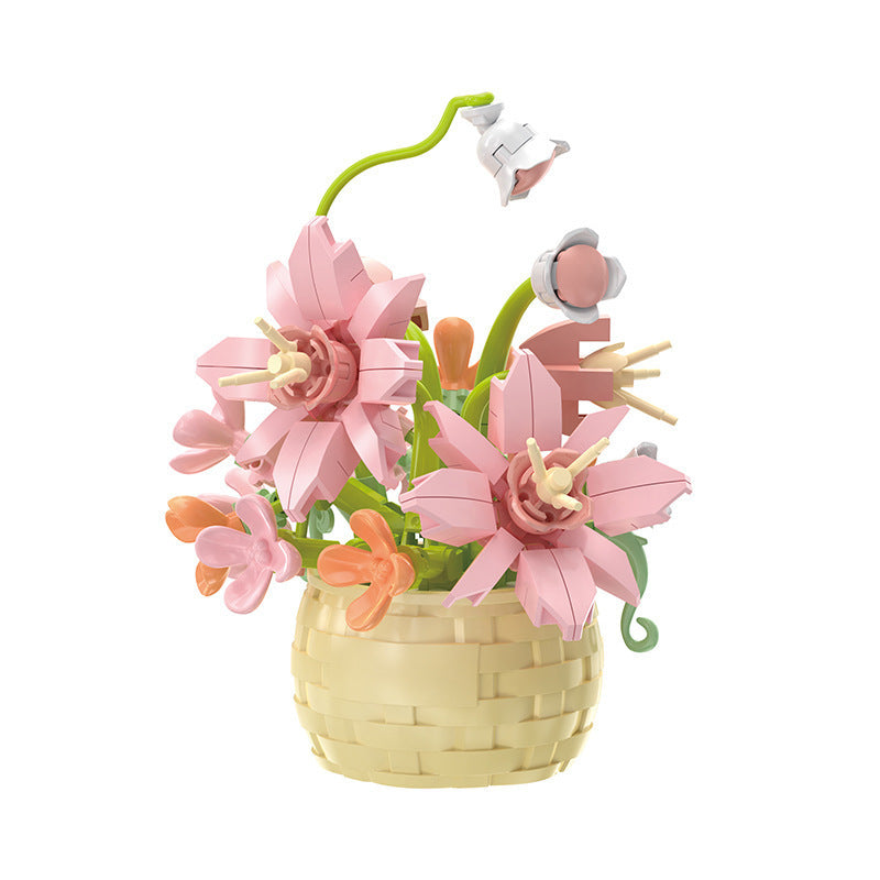 Eternal Flower Basket Decoration Rose Bouquet Children Educational Assembly Toy