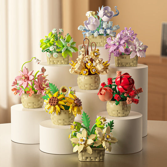 Eternal Flower Basket Decoration Rose Bouquet Children Educational Assembly Toy
